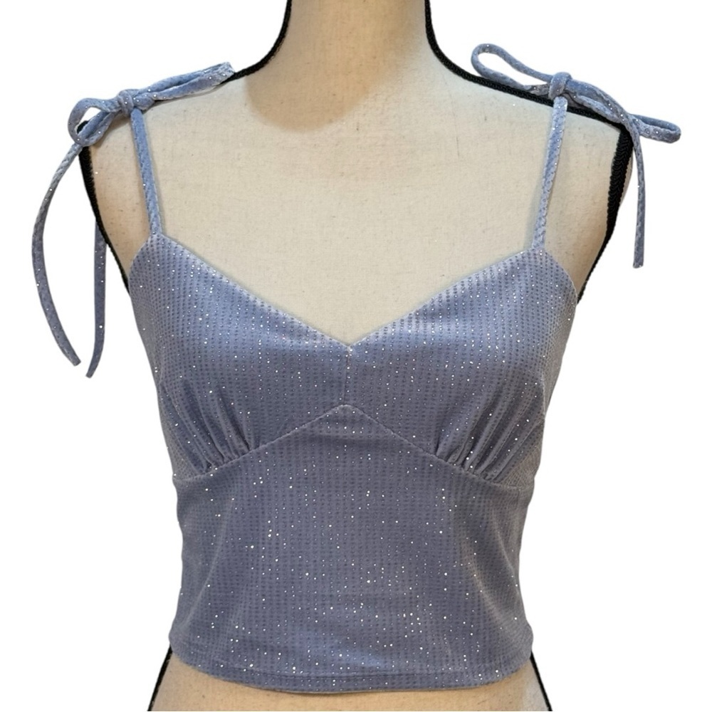 Forever 21 Sparkly baby blue crop top Size Large
New with tags!